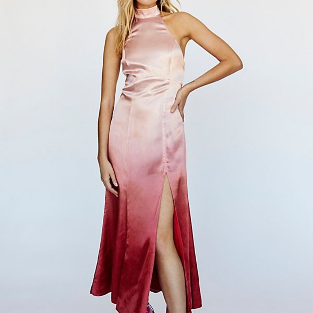 (nwot) Free People Sunset Midi Ombre Halter Dress